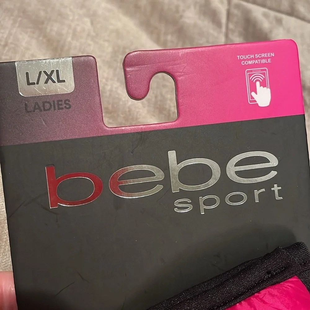New! Bebe Sport Gloves pink & black l/xl